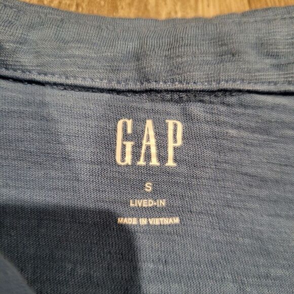 GAP Lived In Slub Cotton Knit Polo Blue and Navy Mens Size Small - Picture 4 of 7